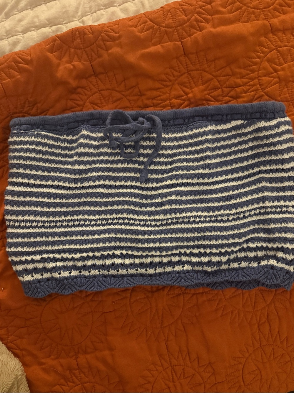 Hollister Navy and White Striped Knit Tube Top